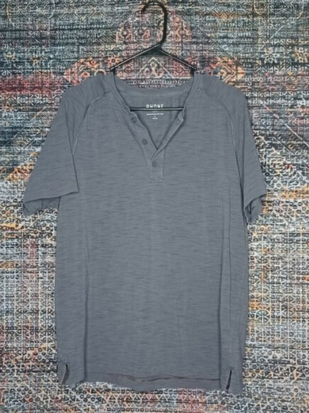 RHONE mens heathered gray henley shirt M